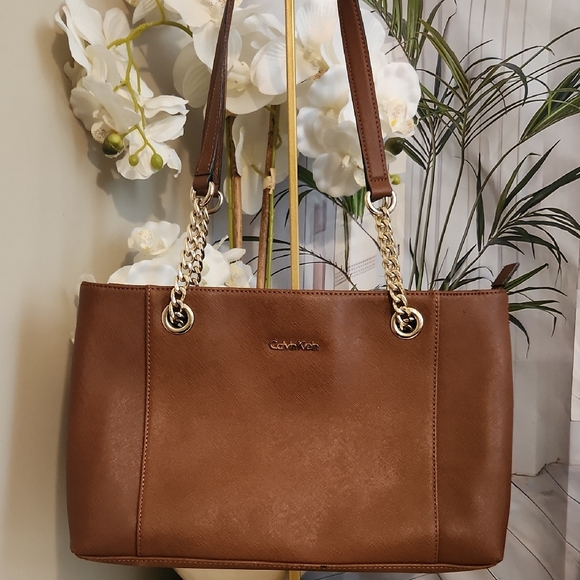 Calvin Klein Handbags - Calvin Klein Tan Leather Shoulder Bag